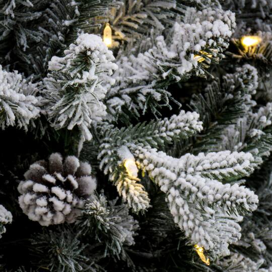 7ft. Pre-Lit Snowy Calton Pine Artificial Christmas Tree, Warm White LED Lights